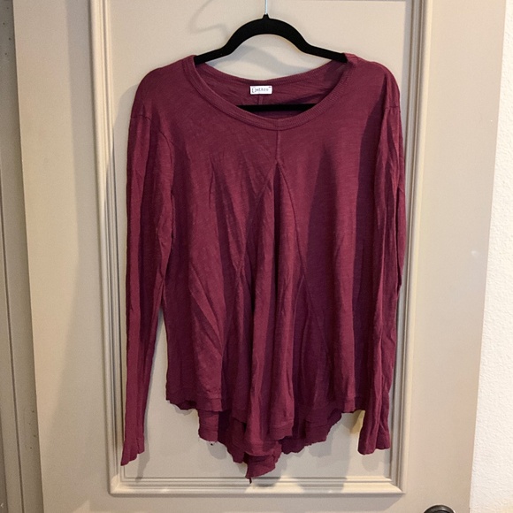 JETHRO Cotton Swing Long Sleeve Top Maroon Red S M Small Medium Made in USA - Picture 1 of 8